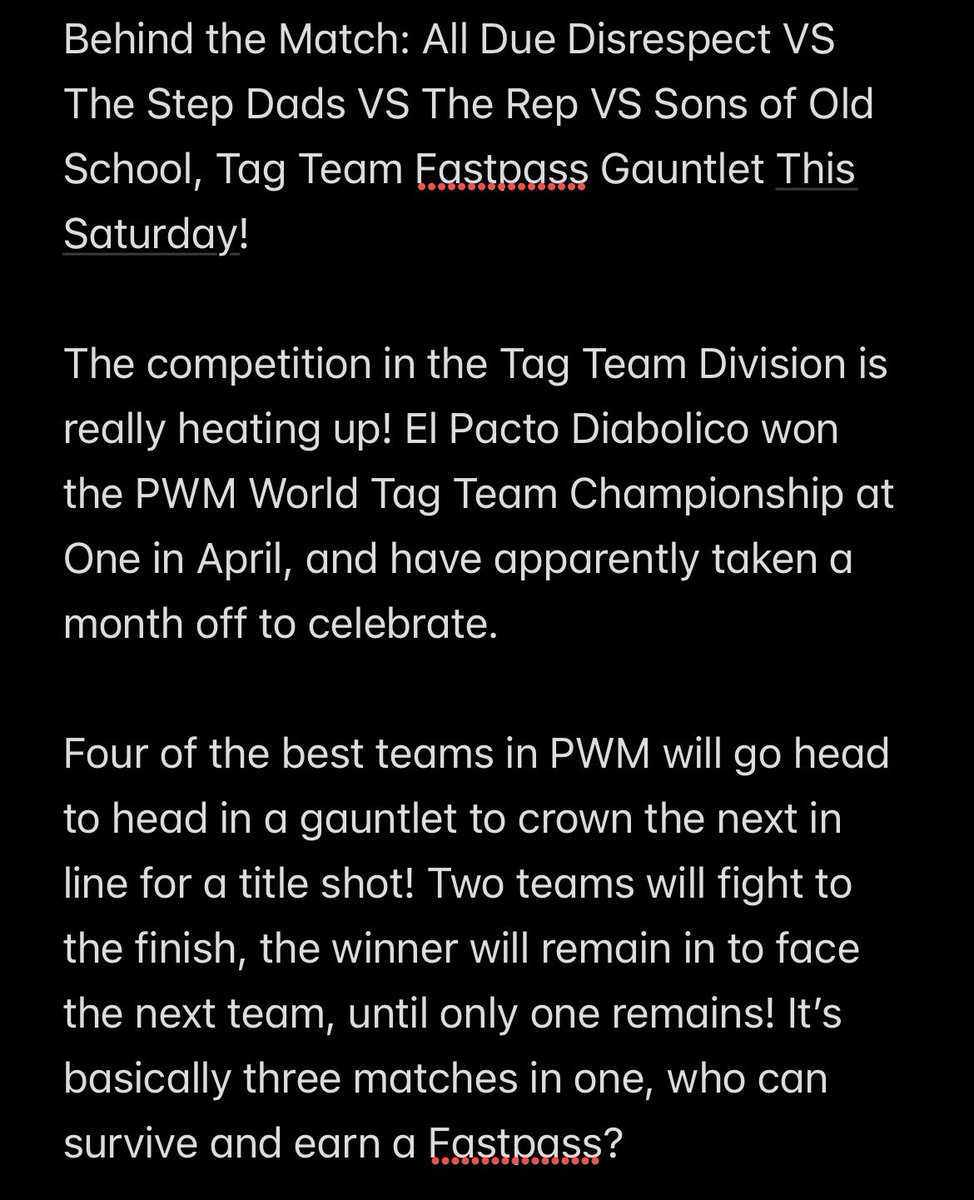 WrestlingMagic's tweet photo. Behind the Match: All Due Disrespect VS The Step Dads VS The Rep VS Sons of Old School, Tag Team Fastpass Gauntlet This Saturday! 

St. Anger
📅 Saturday, May 16
📍 Meadowlands YMCA
🚪 Doors: 5 PM | 🔔 Bell: 6 PM

🎟️ https://t.co/KlqFXIUAtQ
#ThisIsMagic https://t.co/s8KM8zvni9