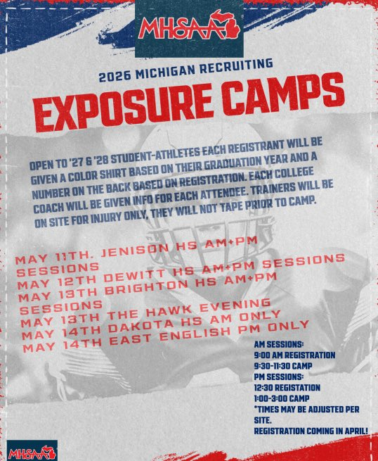 owenthomasOT's tweet photo. College Coaches come see me compete at the MHSAA Exposure Camp at Dakota High School on Thursday May 14th 9:30 AM
Owen Thomas
6'1"
175 lbs
QB c/o 27
Junior Season:
All Conference MAC Red
2nd Team All County
CMP 64%
Hudl:https://t.co/F2HZz0KPk3
@MIexposure @ScoutTyGraham @MichFBFrenzy @TheD_Zone @PrepRedzoneMI