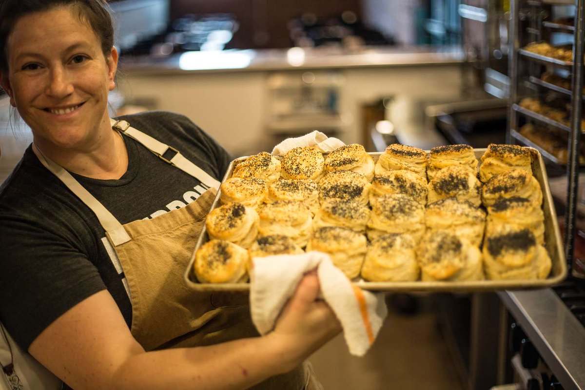 EstesPR's tweet photo. Chef Sara Bradley talks church fold biscuits with Southern Living Magazine — a method she says is "far superior" to drop biscuits. Learn about the technique &amp; get Sara's recipe for poppy seed biscuits at the link below!

https://t.co/fCOL2miPpO https://t.co/BMTLtWlcFh