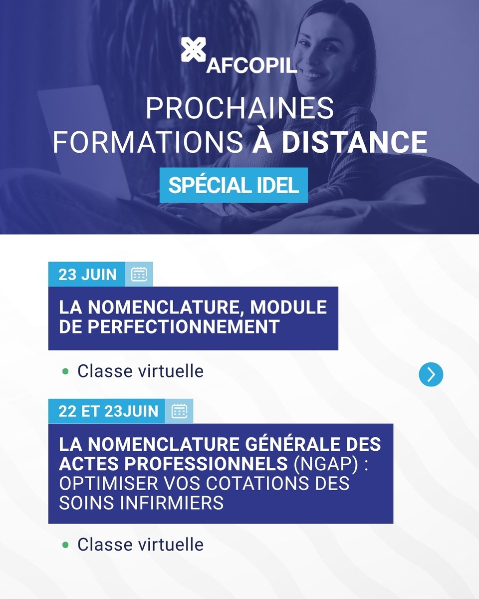 afcopil's tweet photo. 📅 Le mois de juin arrive ! Profitez-en pour monter en compétences ! L'AFCOPIL vous accompagne avec des formations 𝗲𝗻 𝗰𝗹𝗮𝘀𝘀𝗲 𝘃𝗶𝗿𝘁𝘂𝗲𝗹𝗹𝗲, adaptées à votre emploi du temps chargé. 💡 Formez-vous à votre rythme, où que vous soyez. 👉… https://t.co/jlFHZINjsj https://t.co/S56nn2zDlv