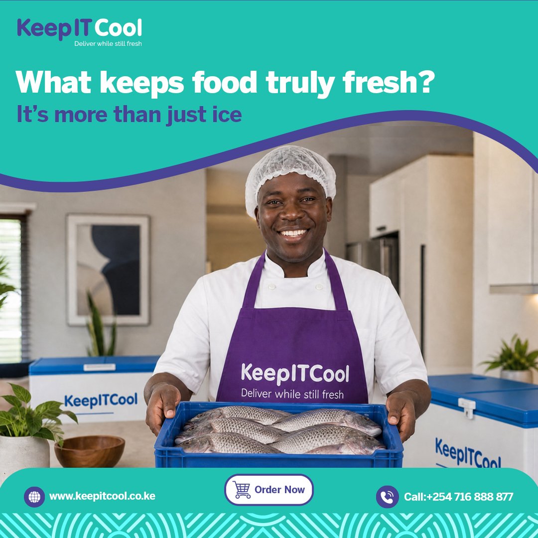 keepitcoolapp's tweet photo. Freshness si bahati, ni system. From source to market, cold chain ndiyo huakikisha quality iko top.

#KeepItCool 
#freshfish&amp;chicken https://t.co/Vwgi78auuI