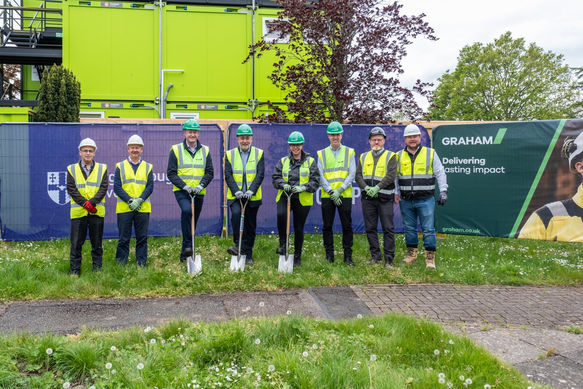 GRAHAMGroupUK's tweet photo. 🚧 Breaking ground at Loughborough University 🎓

GRAHAM has officially started work on a £59m PBSA development at @lborouniversity, marking an important milestone with a recent groundbreaking ceremony on campus.

The scheme will deliver 552 bedspaces across five blocks, alongside shared study and social spaces designed to enhance the student experience. Sustainability is central to the project, with air source heat pumps and photo voltaic panels forming part of the energy strategy, set within thoughtfully landscaped surroundings.

We look forward to working closely with the University and the wider project team to deliver this important addition to campus life.

Read the full article 👉 https://t.co/JLkajYhdTQ

#GRAHAMBuilding #StudentAccommodation #HigherEducation #PBSA #Midlands
