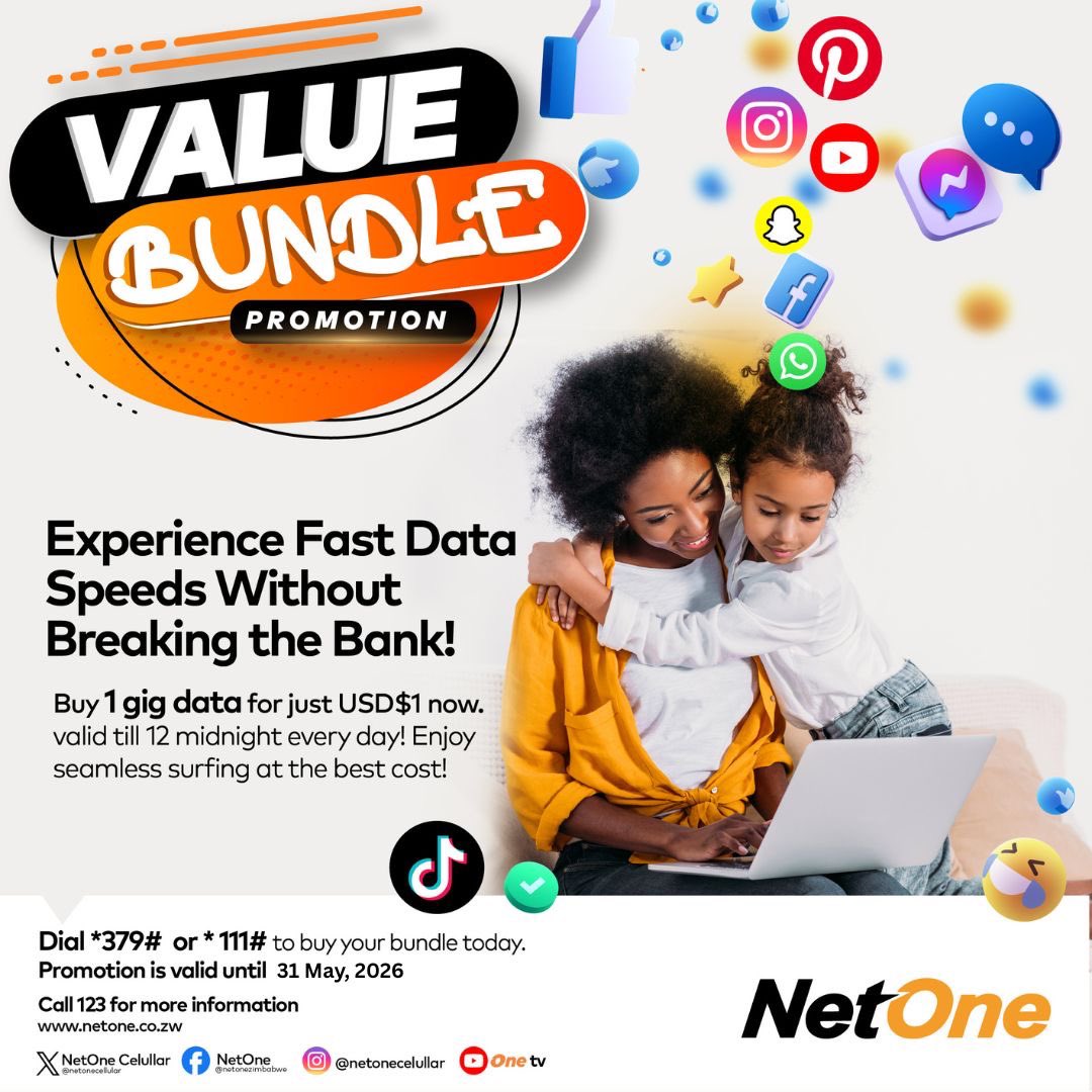 NetOneCellular's tweet photo. πβ¨ Make homework time stress-free with affordable data.β¨β¨Get 1GB worth of data for just USD$1 with the NetOne Value Bundle Promotion, valid until 12 midnight daily from time of purchase.β¨β¨π² Dial *379# or *111# today and enjoy value for your bundle π§‘β¨β¨#ValueBundle #YourDigitalSolutionsNetwork
