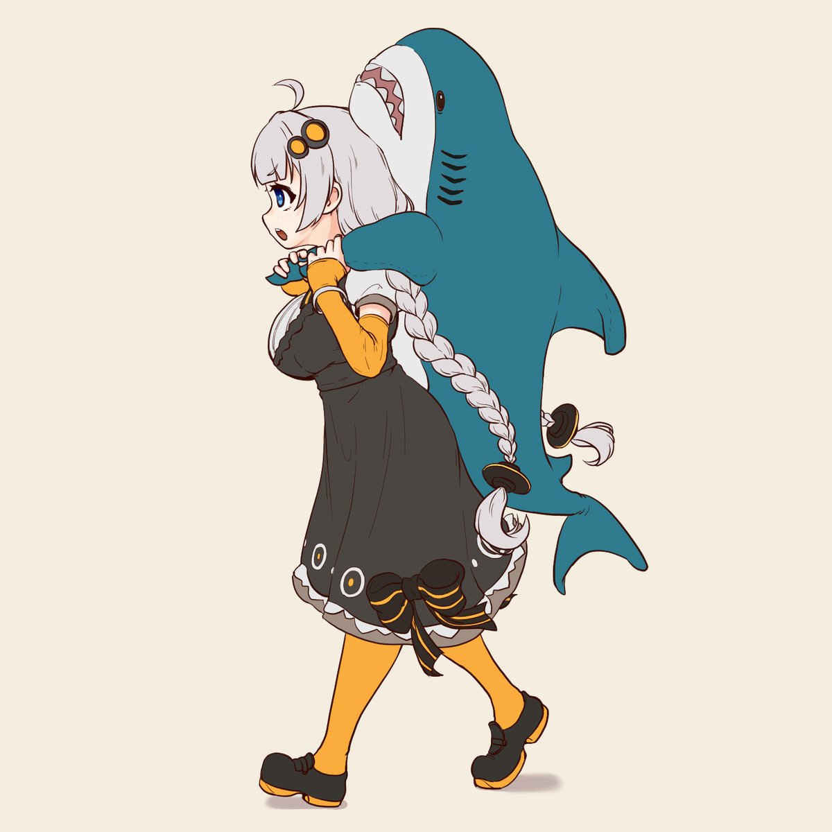 紲星あかり 「サメ背負いあかりちゃん 1あかり力(あかり一人分の力)」|sakana サカナさんのイラスト