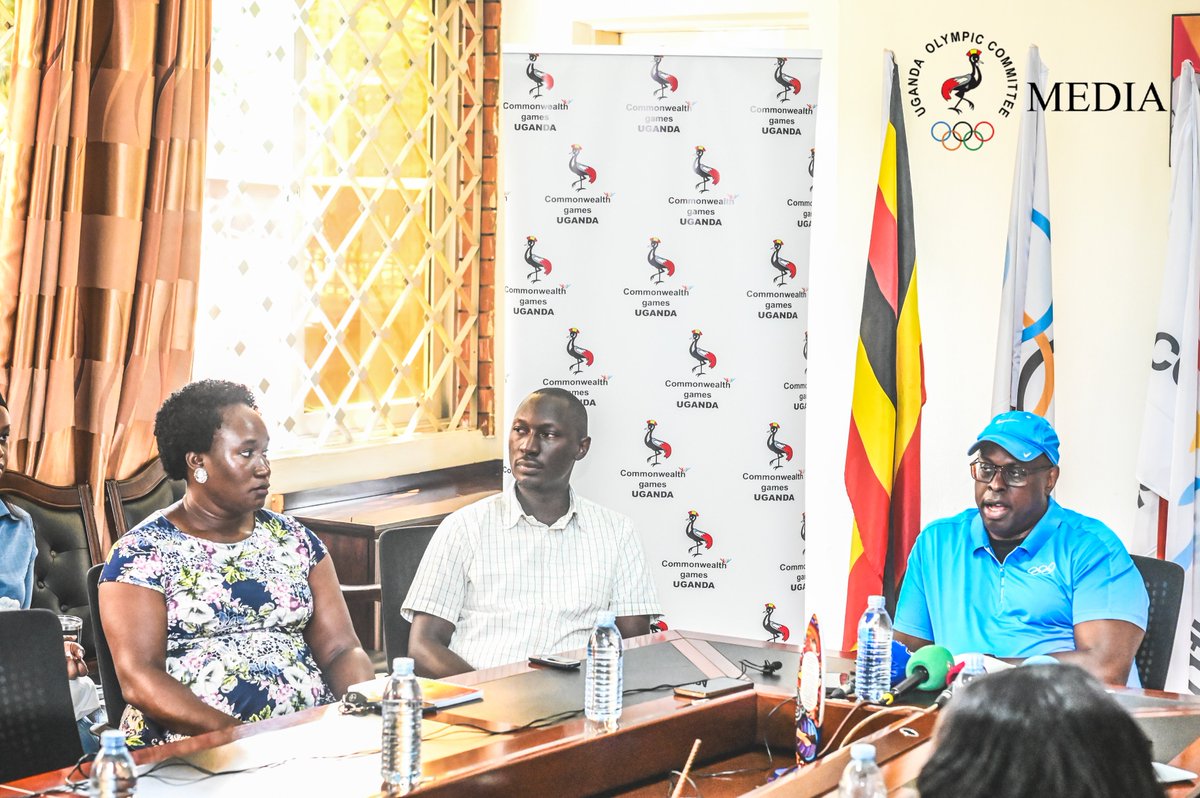 Official_UOC's tweet photo. Uganda’s Olympic and Commonwealth dreams are gathering speed! This Morning the UOC/CGU President, @drukare , alongside the Senior Administrator, @njawuzi03 , YOG 2026 CDM @Sanyuzungu , and Head of Marketing Commission, @SJColyns , and the wider team, treated the media to an exciting peek into what 2026 holds for Team Uganda.
