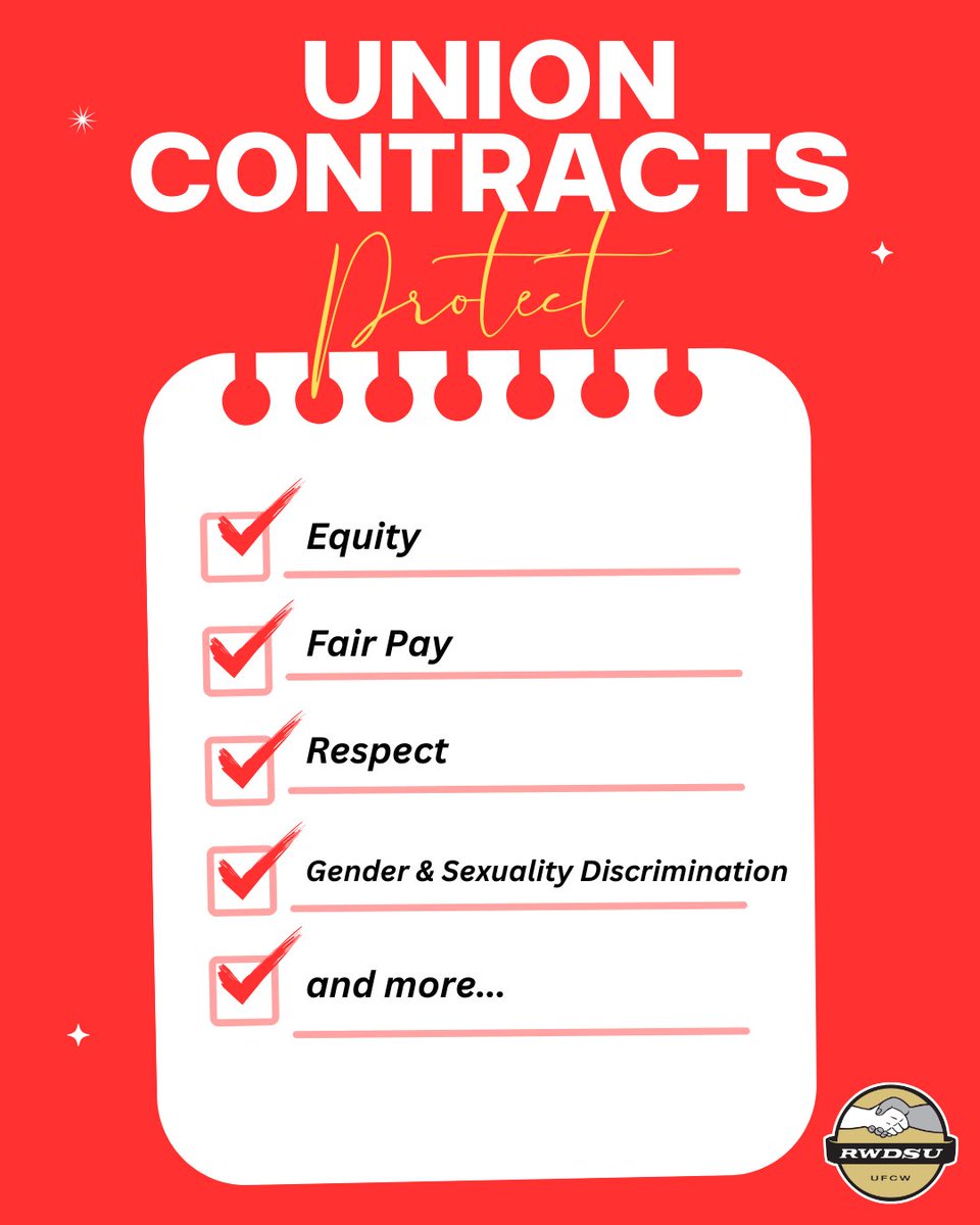 RWDSU's tweet photo. Contracts are the best tool for equity. From fair pay to gender-inclusive language, your union contract ensures everyone is treated with respect. 📄✊ #EqualPay #UnionContract https://t.co/m5Cs3aaNLD