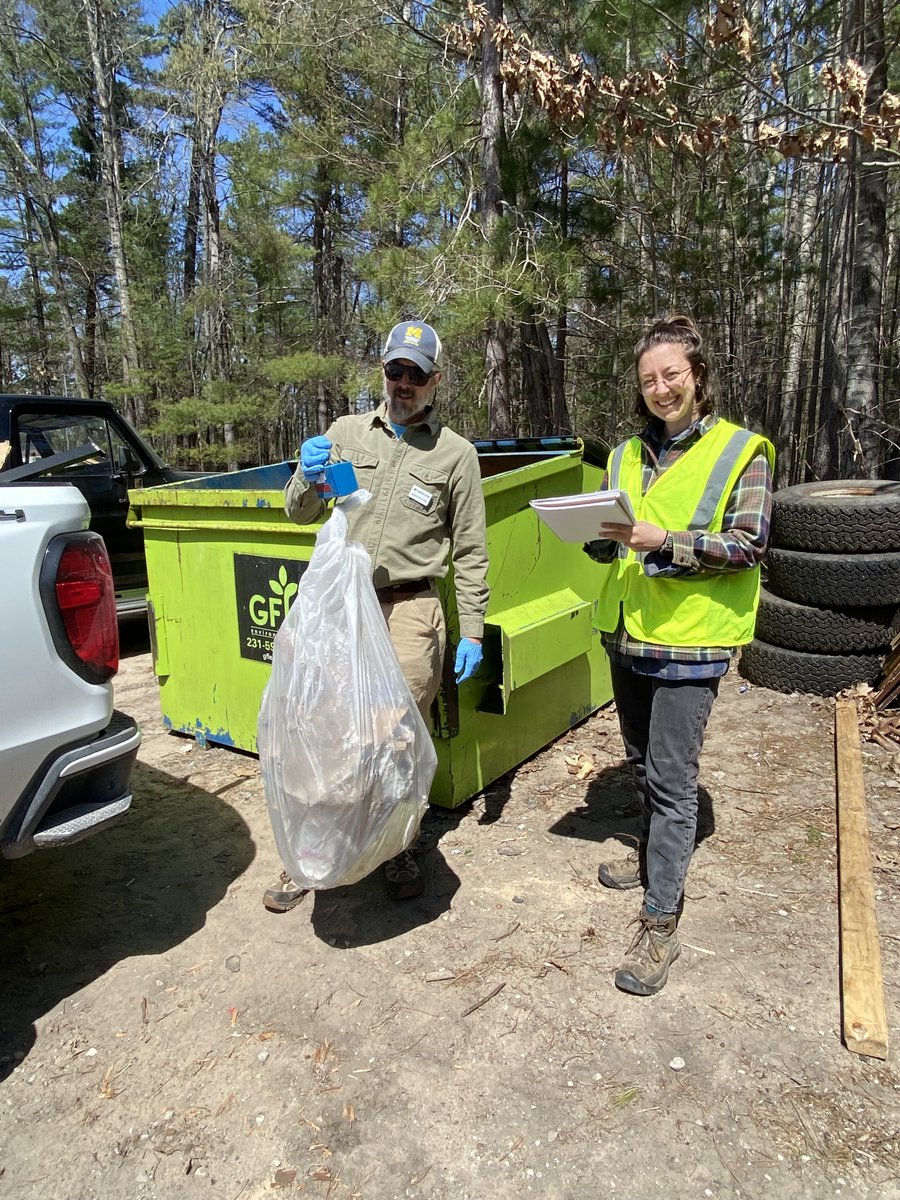 UMBS's tweet photo. UMBS Stewards have collected more than 500 lbs. of garbage along Riggsville Road. The annual roadside cleanup kicks off a season of property management projects. Learn about the group of volunteers of friends and neighbors to the @UMich Biological Station: https://t.co/WGUnDE18wa https://t.co/wKNSAMWVqB