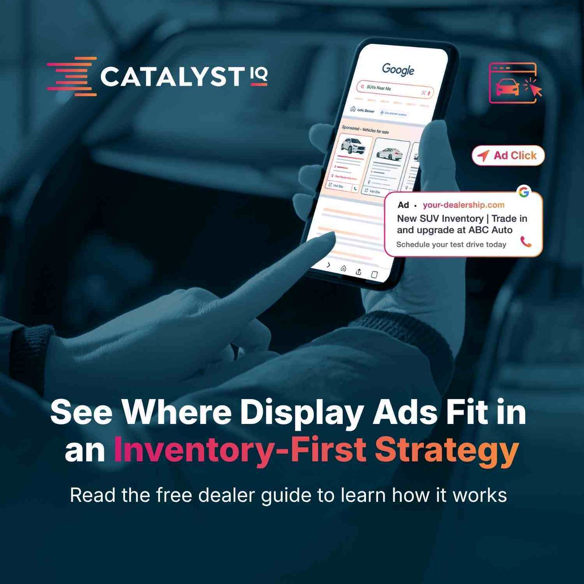 CatalystIQTeam's tweet photo. Display ads work best when they’re connected to your inventory. When tied to real vehicles and shopper behavior, they support consideration and reinforce search and VDP activity.

Our free guide explains how display fits into an inventory‑first strategy: https://t.co/ibTLePskjo https://t.co/jtuAEqZncm