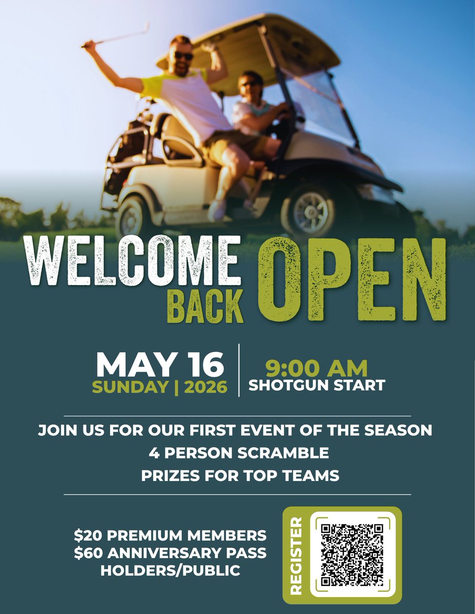 FoggBrookResort's tweet photo. ⛳ Have you registered for the Welcome Back Open? 👀
Spots are filling fast — don’t miss your chance to kick off the season the right way.

Get signed up and let’s get golfing! https://t.co/Gybp9zw1ip