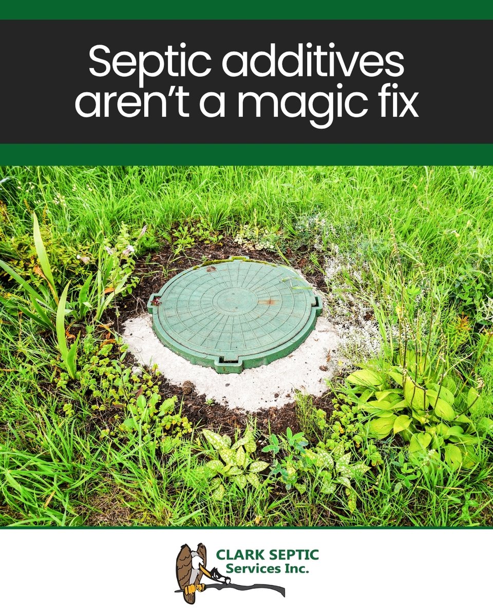 ClarkSepticFL's tweet photo. Many products claim to improve your system, but most aren’t necessary. Regular pumping and proper use do far more to keep things running right. https://t.co/rV10bL1ZkY