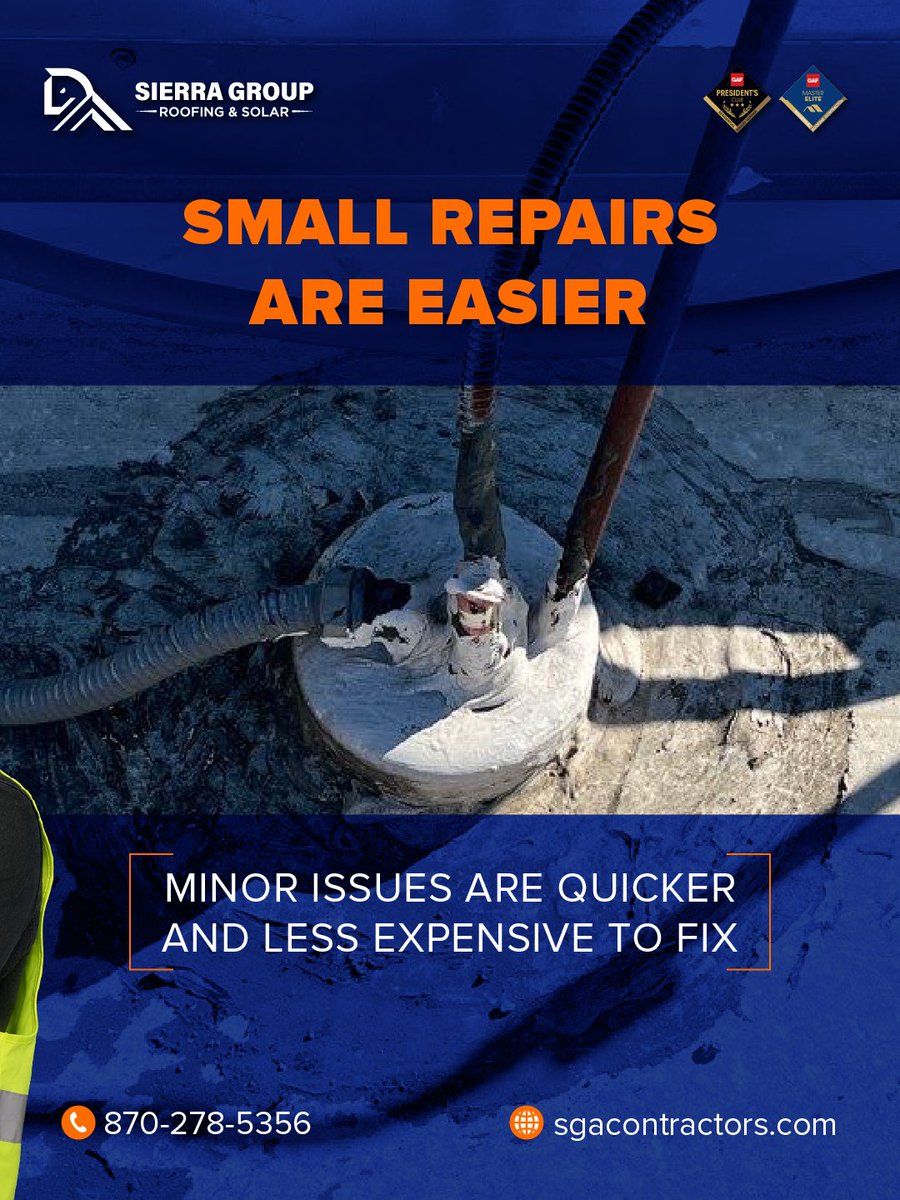 SierraGroupRoof's tweet photo. ⚠️ Delaying roof maintenance can lead to higher costs ⚠️

Small issues can turn into larger problems if left unaddressed.

Request a maintenance plan: https://t.co/seG1SuVOUi

#SierraGroupRoofing #ArkansasMetalRoofs #CommercialRoofing #ResidentialRoofing #ArkansasRoofing https://t.co/gpIbK4WR6N