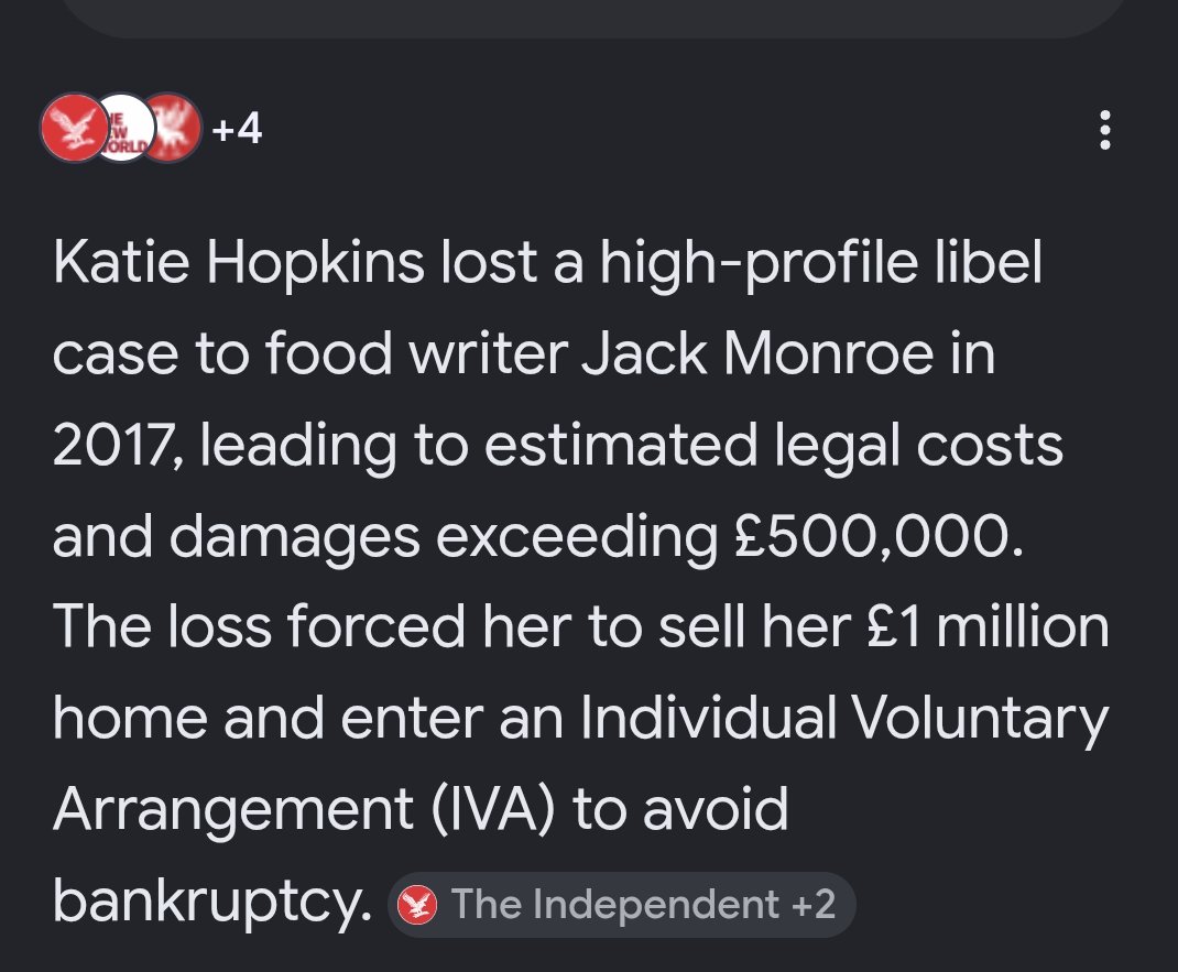 LilPhinger's tweet photo. @GarnetCara4 @KTHopkins @zarahsultana #FreeSpeech doesn't protect your from #libel laws mush, even in the US. #Defamatory statements are not protected by the #constitution.
So lawyer up buddy, and get a good one. As #HatieKopkins knows you can lose everything by running your mouth... ๐ https://t.co/1SHyz5gIQZ