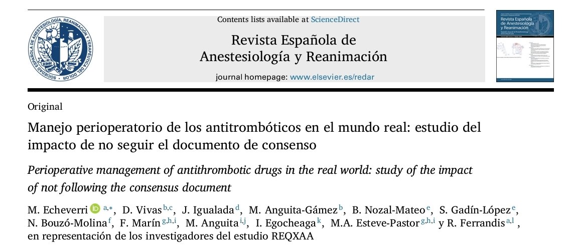 Revista Española de Anestesiología y Reanimación tweet media