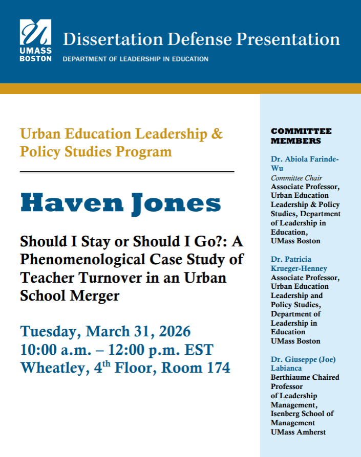 UMBUrbanEd's tweet photo. At our faculty meeting last week we were excited to do an ad hoc hooding ceremony for UELPS student, Haven Jones, as her chair will be unable to attend graduation this year. Congratulations to Dr. Haven Jones on successfully defending her dissertation! https://t.co/JPCDyOO4Wv