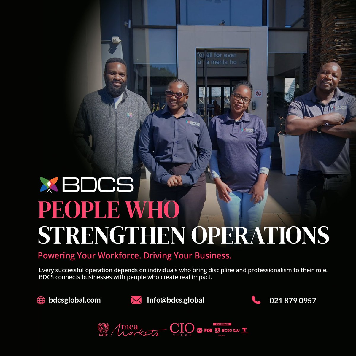 BDCSGlobal1's tweet photo. 📈 Strong teams produce stronger outcomes.
#BDCS #OperationalStrength #CapableTeams #PoweringYourWorkforce
Powering Your Workforce. Driving Your Business. https://t.co/1zWqYdDqy7