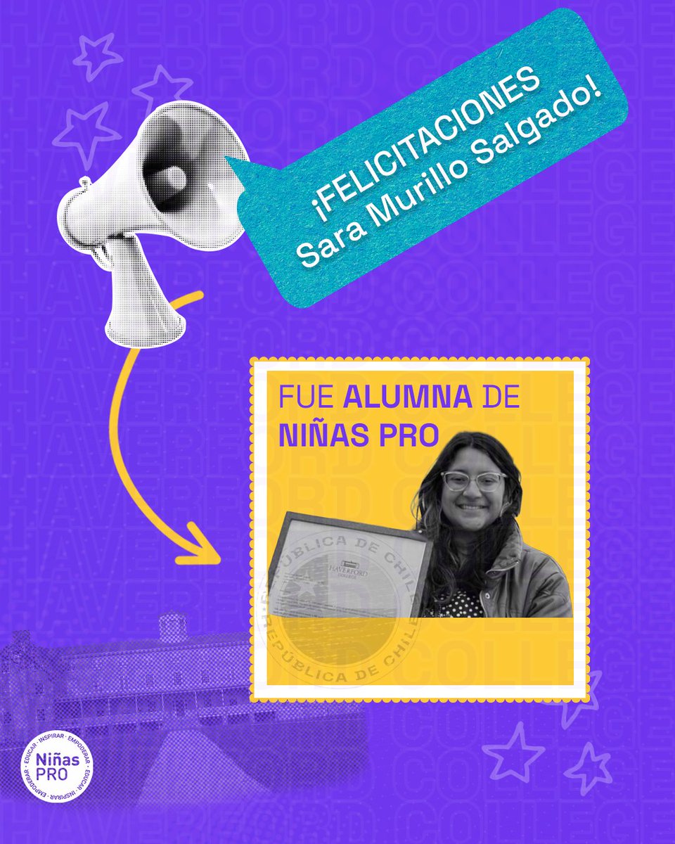 ninasPro's tweet photo. 🥳 Felicitaciones a Sara Murillo Salgado, quien fue alumna de Niñas Pro, por obtener una beca completa en Haverford College, universidad ubicada en Filadelfia, Estados Unidos

¡Estamos muy orgullosas de ti, Sara! 💜 ¡Te mandamos la mejor de las suertes! https://t.co/oOoM3Lrzto