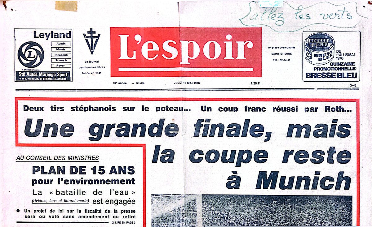 Forez_Info's tweet photo. La Une du journal stéphanois "L'Espoir" il y a 50 ans jour pour jour. Archives FI #saintetienne #asse https://t.co/L7OHqNtnQ9