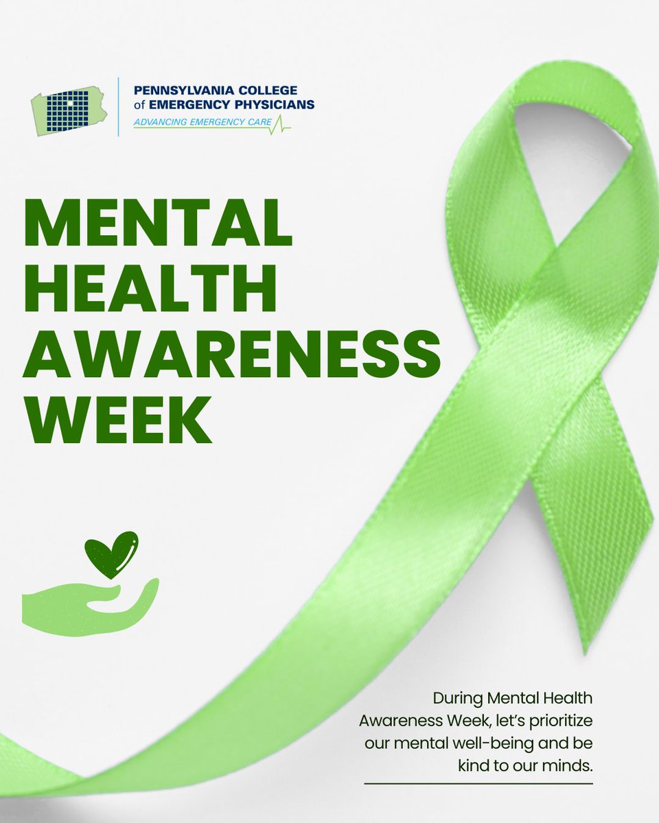 Pacep4Em's tweet photo. May 11-17 is Mental Health Awareness Week and we encourage you to take care of your own mental wellness! Your well-being matters and you deserve the same level of care you give to your patients each day.

Resources from ACEP's Wellness Section ➡️ https://t.co/X5SlxggZEh https://t.co/7bt4P99Om5