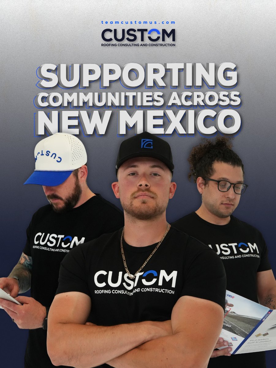 teamcustom_us's tweet photo. Supporting Communities Across New Mexico ππ‘
Our team works with homeowners and multifamily properties throughout New Mexico to help keep their roofs in strong condition.Β
Learn more or schedule a complimentary inspection: https://t.co/zVQ1HPC5lvΒ
#CustomConstruction https://t.co/z29TbQbcTp