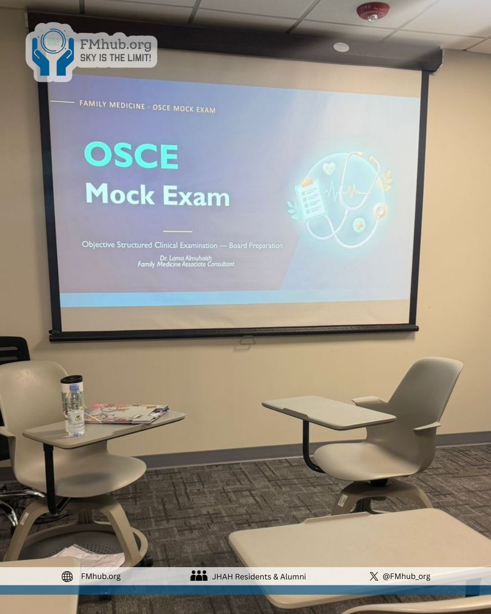 Fmhub_org's tweet photo. Today wrapped up a day full of energy, learning, and clinical excellence during the OSCE Mock Exam presented to our R3 residents by Dr. Lama Almuhaish. Wishing all attendees continued success and a bright future ahead👩‍⚕️📚✨ https://t.co/yzp0r1fTHC