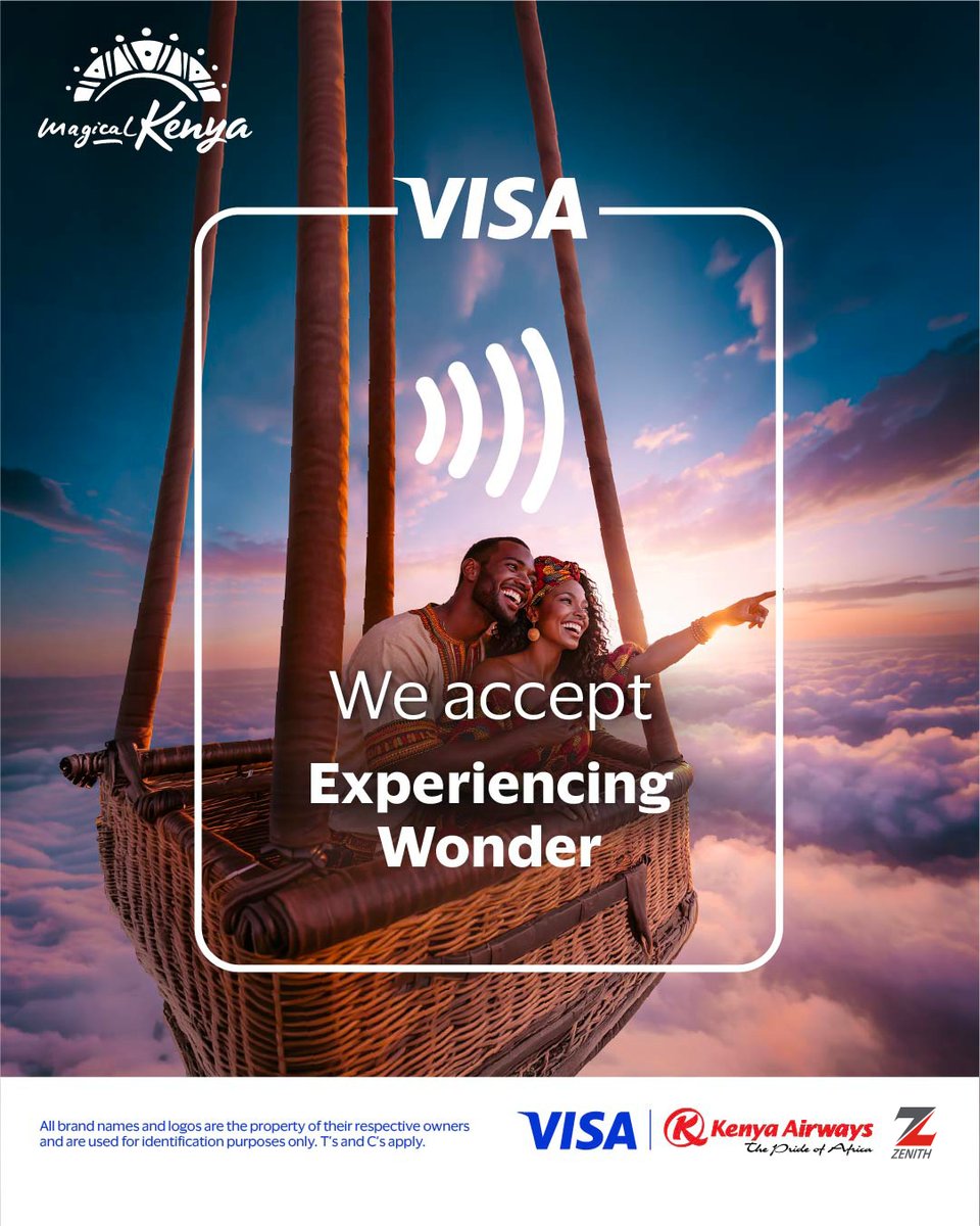 ZenithBank_Gh's tweet photo. From breathtaking hot air balloon rides above the clouds to the pristine white sands and golden sunsets of Watamu, every moment in Kenya brings you closer to wonder.   

Book your next adventure with Kenya Airways and enjoy up to 8% off your flights using code VISAKQ when you pay for your flight using your Zenith Visa card.  Tap to explore Kenya’s magic and start planning your unforgettable journey today!