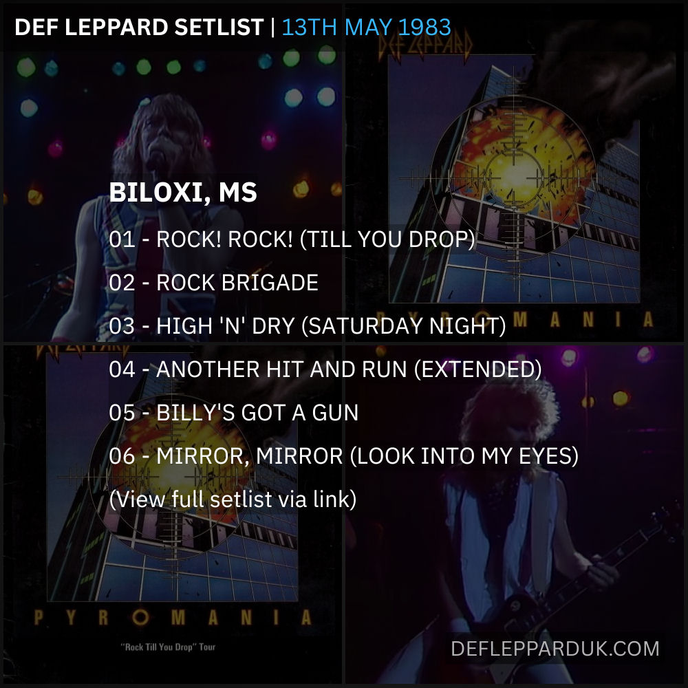 u*p様 アルステイク CD セトリ Def Leppard #Setlist for a show in Biloxi MS USA 🇺🇸 43 Years Ago