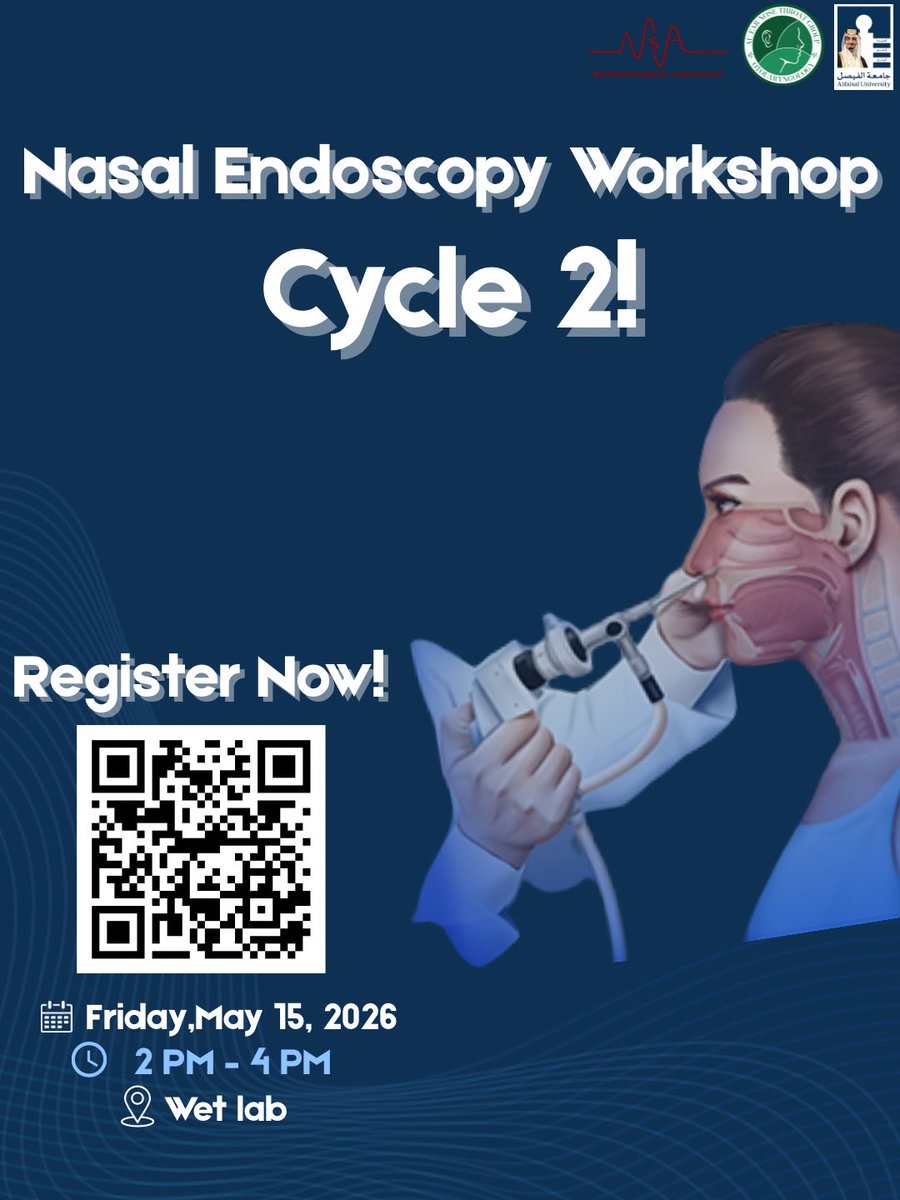 entgroup_au's tweet photo. Last chance to register! 🚨  

Don’t miss your opportunity to join our Nasal Endoscopy Workshop – Cycle 2  
📅 Friday, May 15, 2026  
⏰ 2:00 PM – 4:00 PM  

Spots are limited—register now before registration closes! https://t.co/ycToQWJqBx