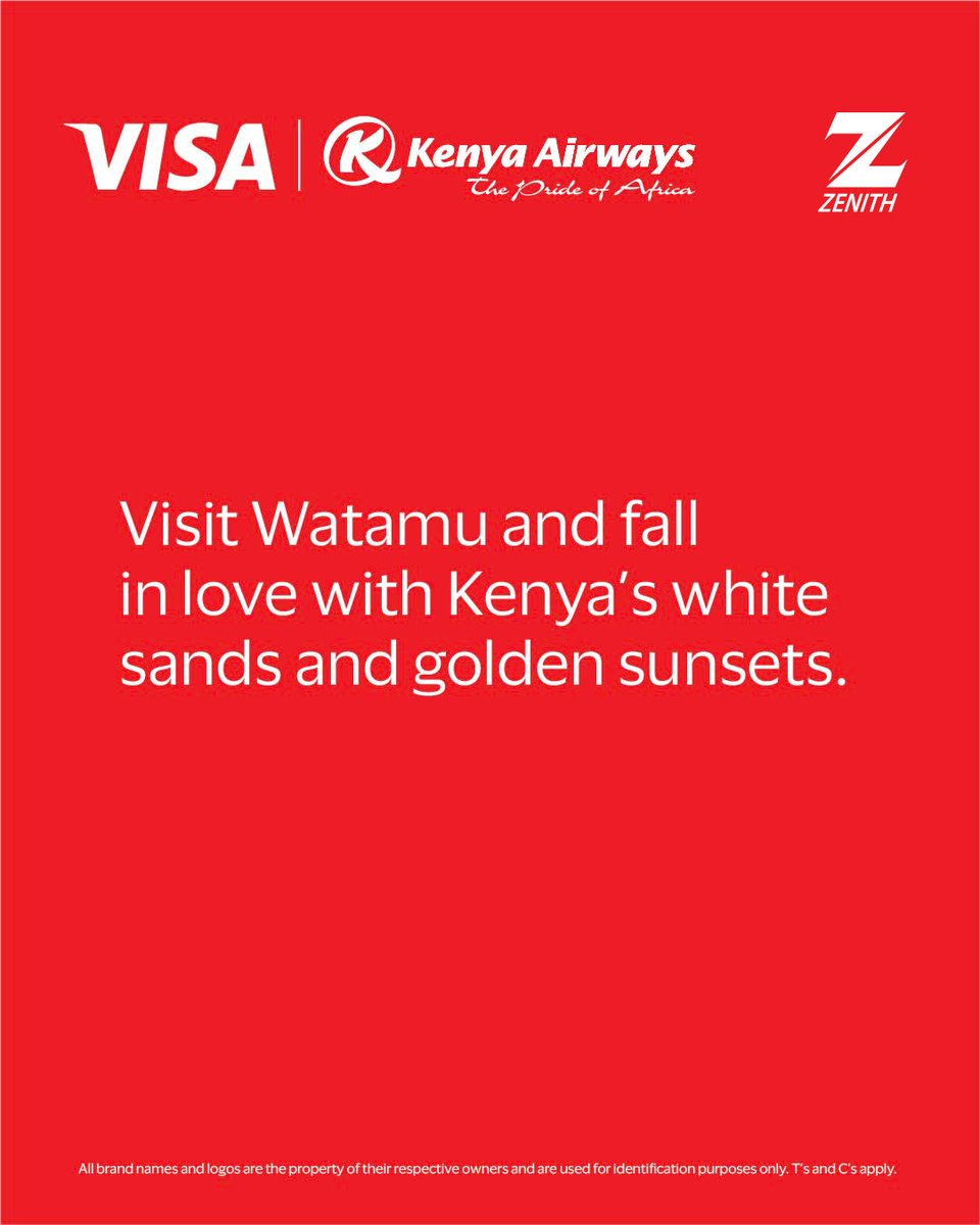 ZenithBank_Gh's tweet photo. From breathtaking hot air balloon rides above the clouds to the pristine white sands and golden sunsets of Watamu, every moment in Kenya brings you closer to wonder.   

Book your next adventure with Kenya Airways and enjoy up to 8% off your flights using code VISAKQ when you pay for your flight using your Zenith Visa card.  Tap to explore Kenya’s magic and start planning your unforgettable journey today!
