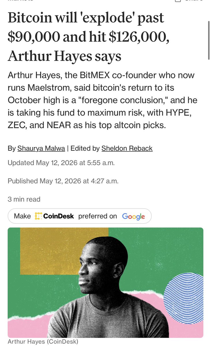 DiscoverCrypto's tweet photo. JUST IN: “Bull market is starting, I feel like we are here, it’s building, it’s time”
-Arthur Hayes @CryptoHayes, live on @scottmelker 

In a @CoinDesk article he goes on to say
“Bitcoin going back to all time
Highs is a foregone conclusion” https://t.co/rp5rCqWi7L