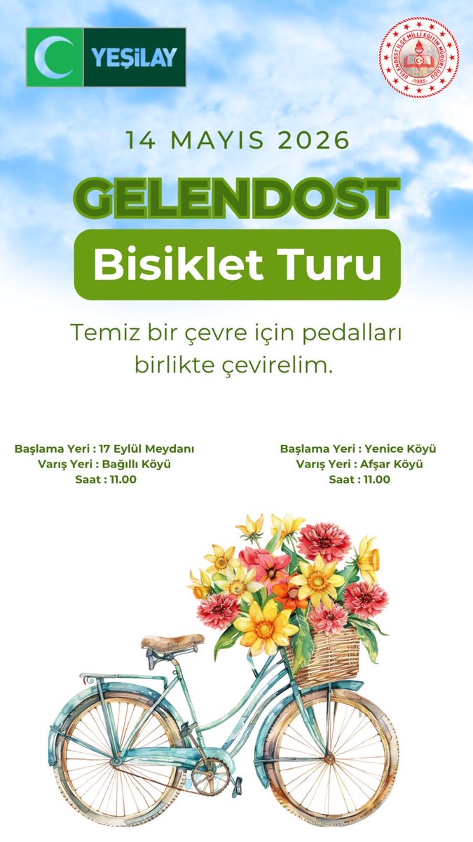 GelendostK's tweet photo. Temiz bir çevre için pedalları çevirmeye tüm vatandaşlarımızı davet ediyoruz. https://t.co/u6p2gs8lrJ
