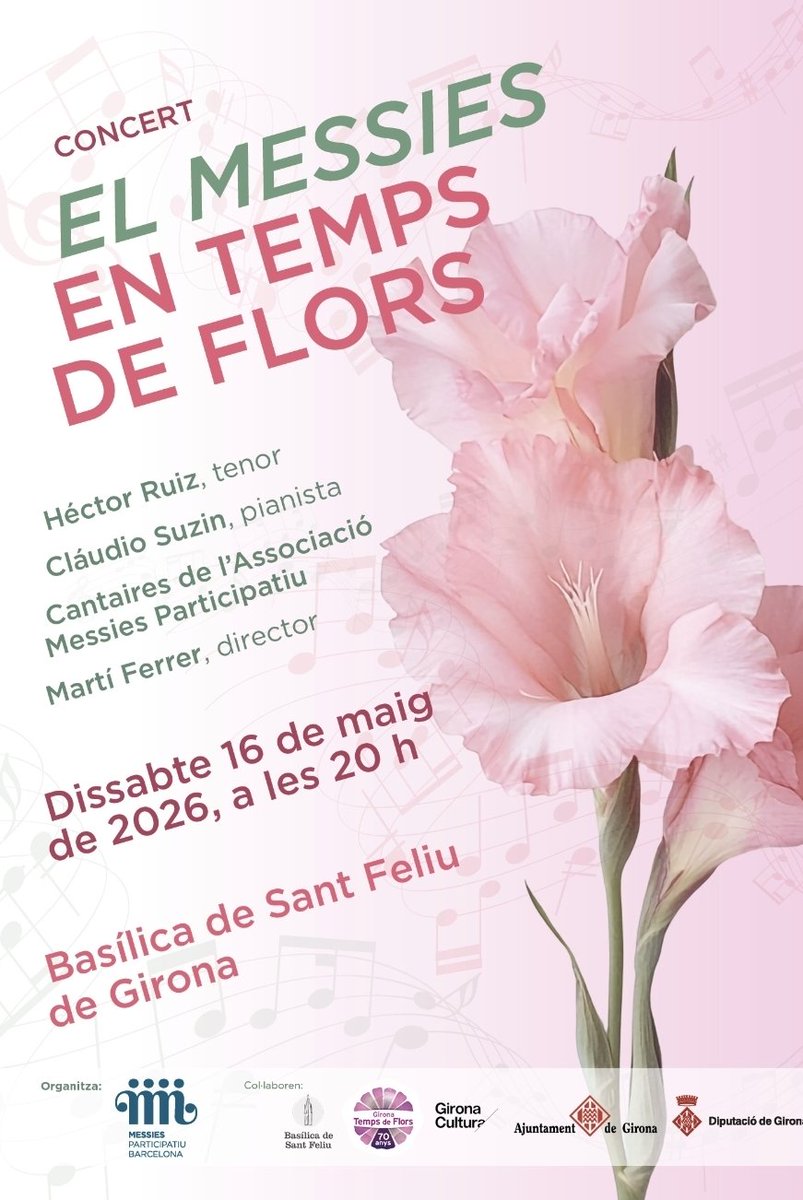 MessiesBcn's tweet photo. El #messiesparticipatiu en @TempsdeFlors ja és una tradició nostra per col·laborar en les activitats d’aquesta festa.
Al concert d'aquest dissabte, comptarem amb un repertori d'obres d’Eduard Toldrà, del compositor valencià Emili Valdés i del #Messies de #Handel
#Entradalliure https://t.co/RVOU3EbTxj