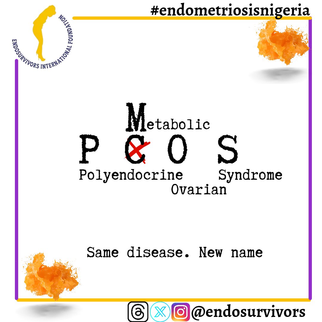 EndoSurvivors's tweet photo. 🚨 Important Update: PCOS Has Been Renamed 🚨
After about 14 years of global consultation involving researchers, clinicians, and people living with the condition, Polycystic Ovary Syndrome (PCOS) is now officially being renamed Polyendocrine Metabolic Ovarian Syndrome (PMOS)
1/3 https://t.co/RVjmerRMR8