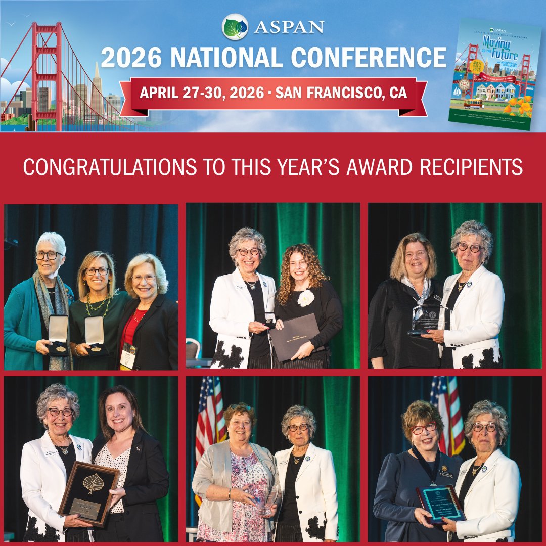 ASPANorg's tweet photo. Congratulations to this year’s award winners, announced at National Conference 2026! For a complete list of 2026 award winners, click here: https://t.co/wq3cAIuoPW #ASPAN https://t.co/wXMvacwETa