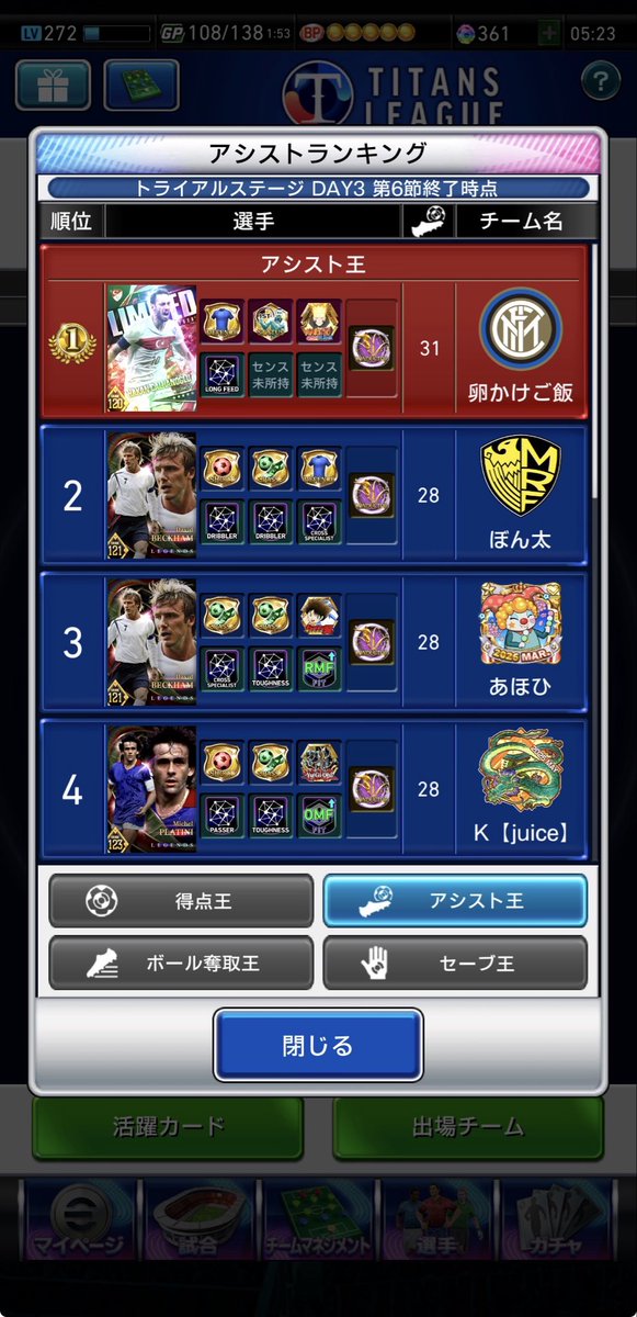 Soccer4Life_PES's tweet photo. 昨大会の苦い想いを糧に、今大会はチーム作りにしっかり取り組みました。

最終的にプラティニ軸の編成に切り替え、無事トーナメント進出。改めてタイタンズリーグでの一勝の重みをひしひしと感じました。

#ウイコレ
#試行錯誤の末に https://t.co/M81IVjUoND