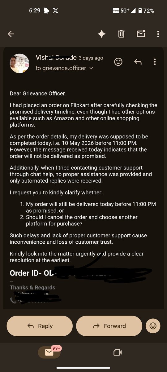 Aatmpamphlet's tweet photo. Multiple calls N emails to the GrievanceTeam my order still wasn’t delivered on time and now the app showsReturn to thane What’s the point placing prepaid orders if they are never delivered properly?
@flipkartsupport
#Flipkart #DeliveryIssue #CustomerExperience #ConsumerRights https://t.co/wqi8aWwrvF