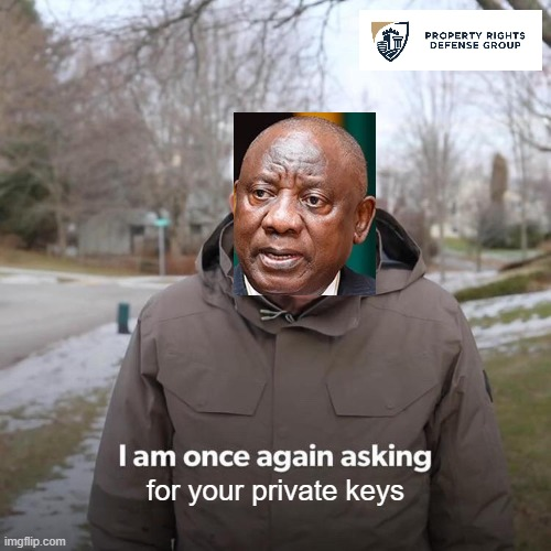 PRDG_ZA's tweet photo. The SA government wants your Bitcoin.
Join the fight to protect your right to self custody, donate some Sats towards our legal defense fund: https://t.co/pYv77FuEz8 https://t.co/LOCpEf5FKJ