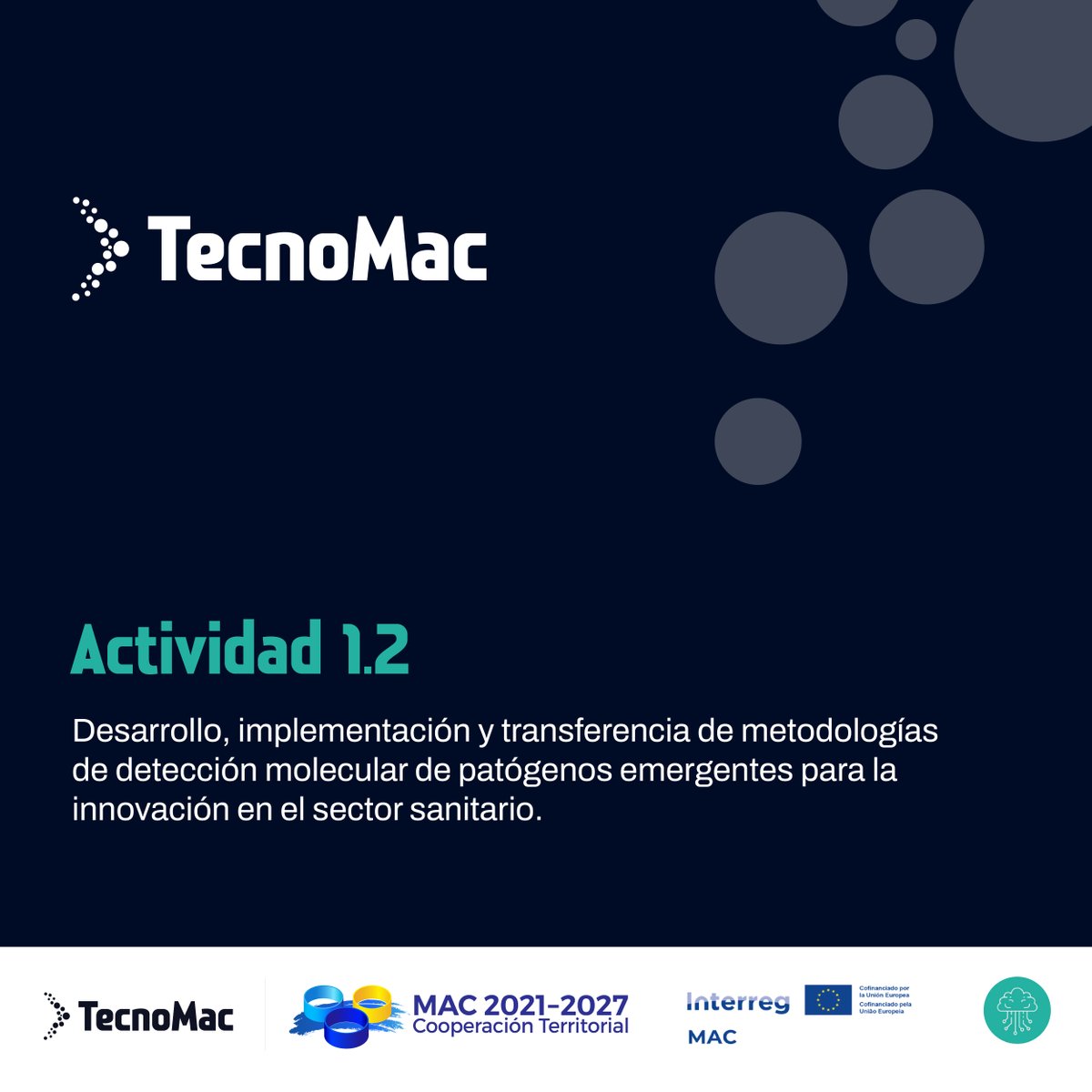Tecno_Mac's tweet photo. 🧬 También incluyen el desarrollo de técnicas de detección molecular de patógenos emergentes con impacto en la salud humana y animal.

#TecnoMac #InterregMAC https://t.co/mfdFBS0yPy