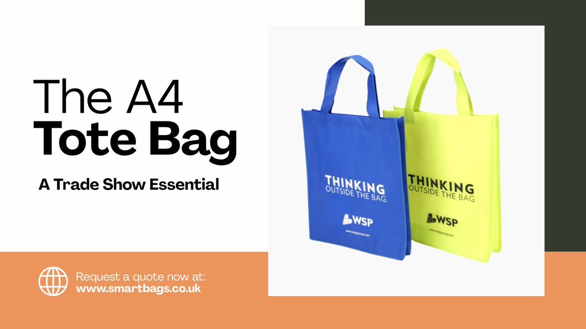 Smartbags's tweet photo. The A4 Tote Bag = a trade show essential ♻️

✅ Durable &amp; water-resistant non-woven PP
✅ Budget-friendly
✅ Simpler Recycling Ready - 100% Mono-PP 
✅ Low carbon footprint
✅ Custom-printed to help your brand stand out

Get trade show ready 👉 https://t.co/qkLKviQQ28 https://t.co/VAho7nx84Q