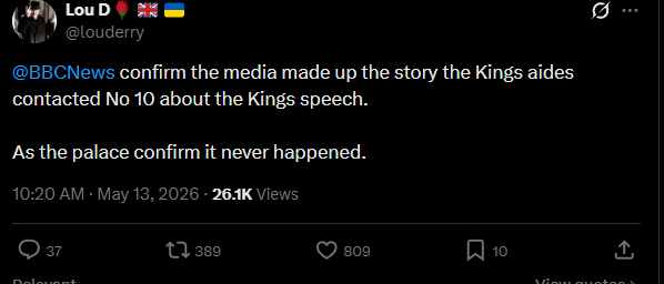 NorthVoxVT's tweet photo. This is misinformation.

There is no BBC article I can see, the OP also did not provide it.

Don't believe everything you see on social media, engagement on X is everything and anti-msm content is there as engagement bait.

https://t.co/Ax2P3T9jfY https://t.co/YrTMEWZwiA