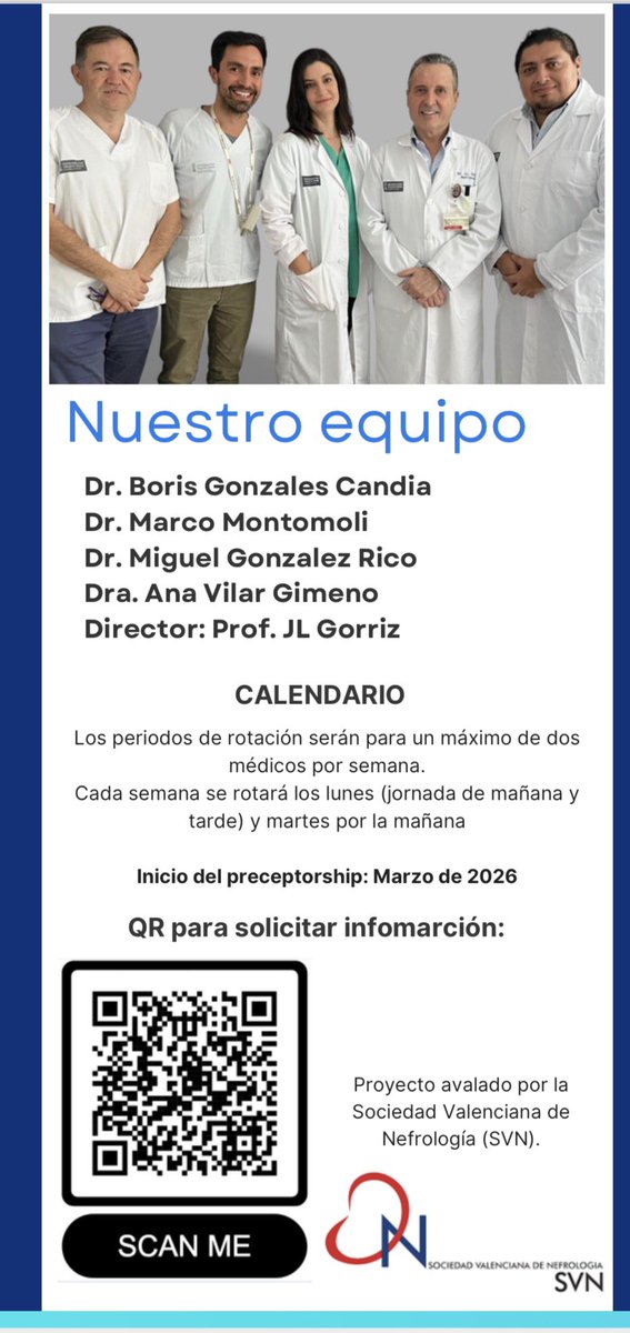 borismgc's tweet photo. Preceptorship en Nefrología Intervencionista en el Hospital Clínico Universitario de Valencia  

Aprender haciendo,  y con impacto directo en la práctica clínica. https://t.co/XHxlPW9eWi