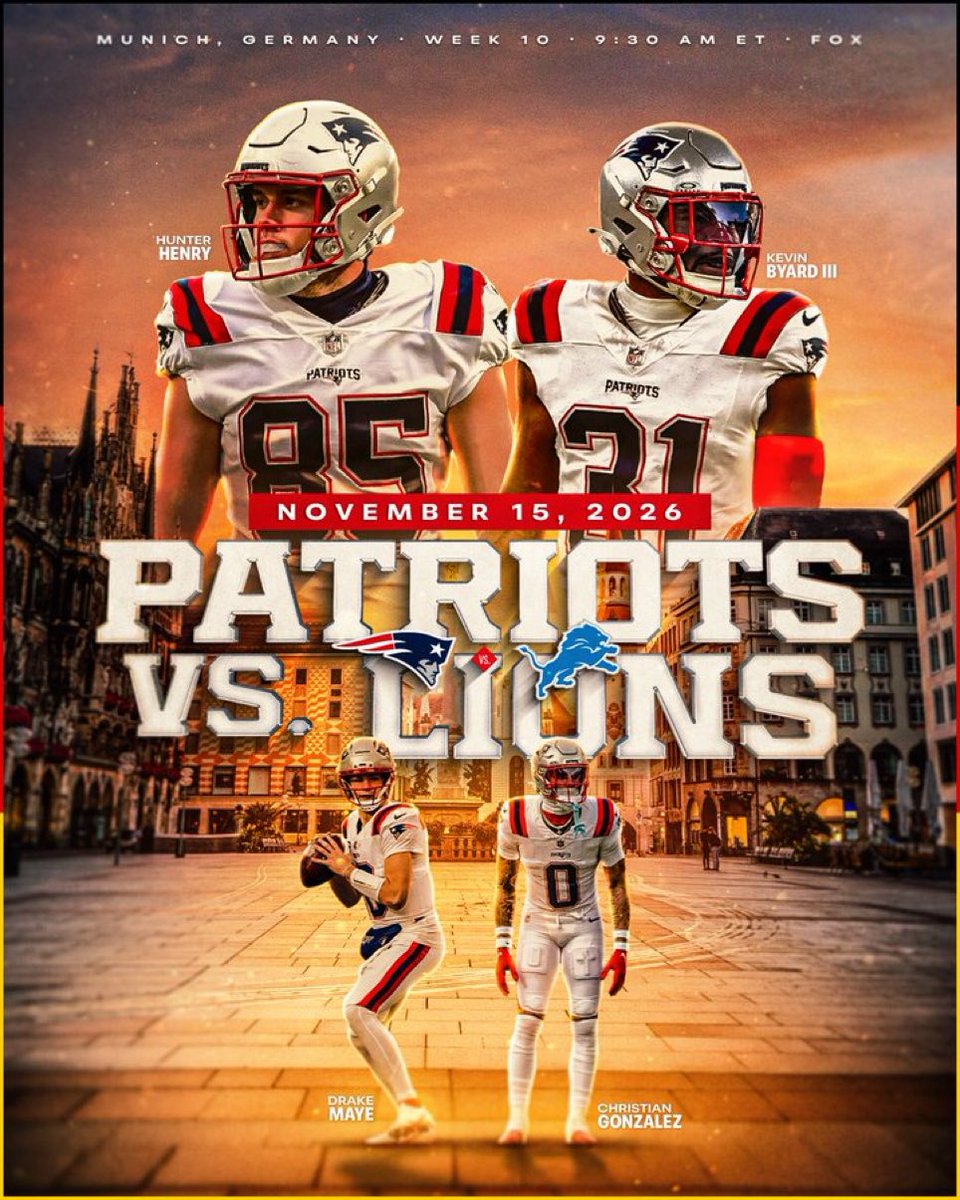 PatriotsMadrid's tweet photo. ¡DESTINO: MÚNICH! 🇩🇪🏈

Los @Patriots cruzan el charco en noviembre y nosotros ya tenemos la maleta lista. 🧳✈️

Es momento de demostrar por qué la afición de los Pats en español es la mejor del mundo. ¡Nos vemos en Alemania para hacer historia! 🥨🙌
cc: @patriotsespanol

#Nepats https://t.co/AhbhRhXP5Y