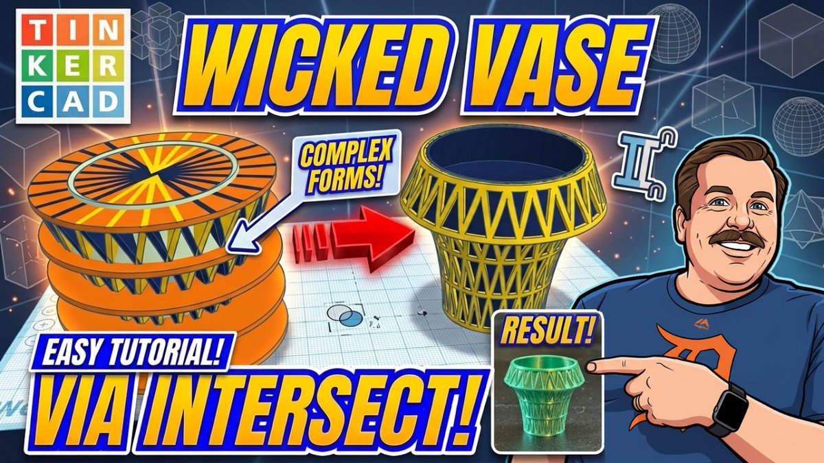HLtinkercad's tweet photo. Create a #Textured #Tinkercad Vase in Minutes. A combo of #Intersect, Sketch, &amp; Revolve Wizardry! Massive shoutout to ZDP189 for the technique.

ZDP Gallery: https://t.co/dSZwxLvTvb
Full HLModTech Library: https://t.co/7oY2mqZkz2

https://t.co/V5ZoMT2vx8 https://t.co/VYw31OIu0z