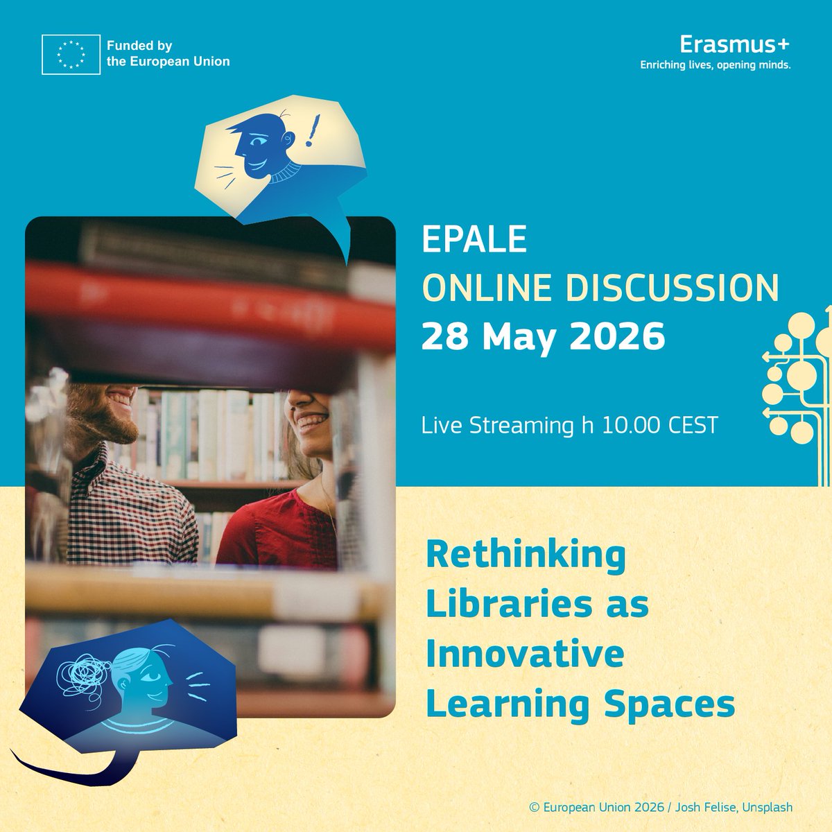 EPALE_EU's tweet photo. 🔴 Be part of the discussion on 28 May as we explore the evolving role of libraries in #AdultLearning.

🗣️ Starting at 10:00 AM, we’ll present two innovative initiatives:
📚 @TheHumanLibrary
📚 @LearnerLiteracy

Join the conversation 👇
https://t.co/f5Dgf7TPQj https://t.co/afXr6BONe2