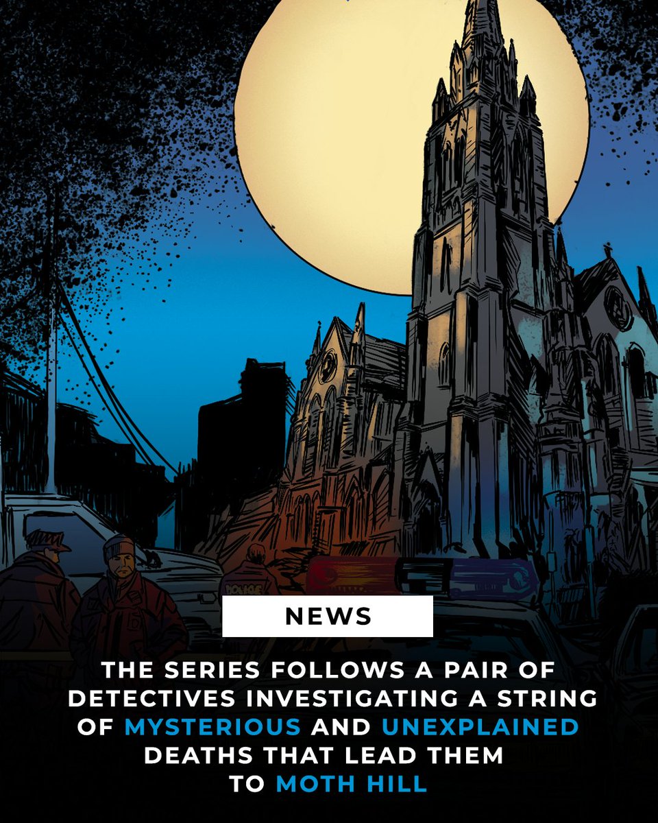 Afterlightcomic's tweet photo. The FINAL issue in the Mothman Horror comic series, Moth Hill arrives THIS month!

(W) Joseph Oliveira
(A) Chris W. Jany
(CA) Jann Galino
(C) Karla Aguilar

Set your reminder below⬇️ https://t.co/mZxFgE7CLH
