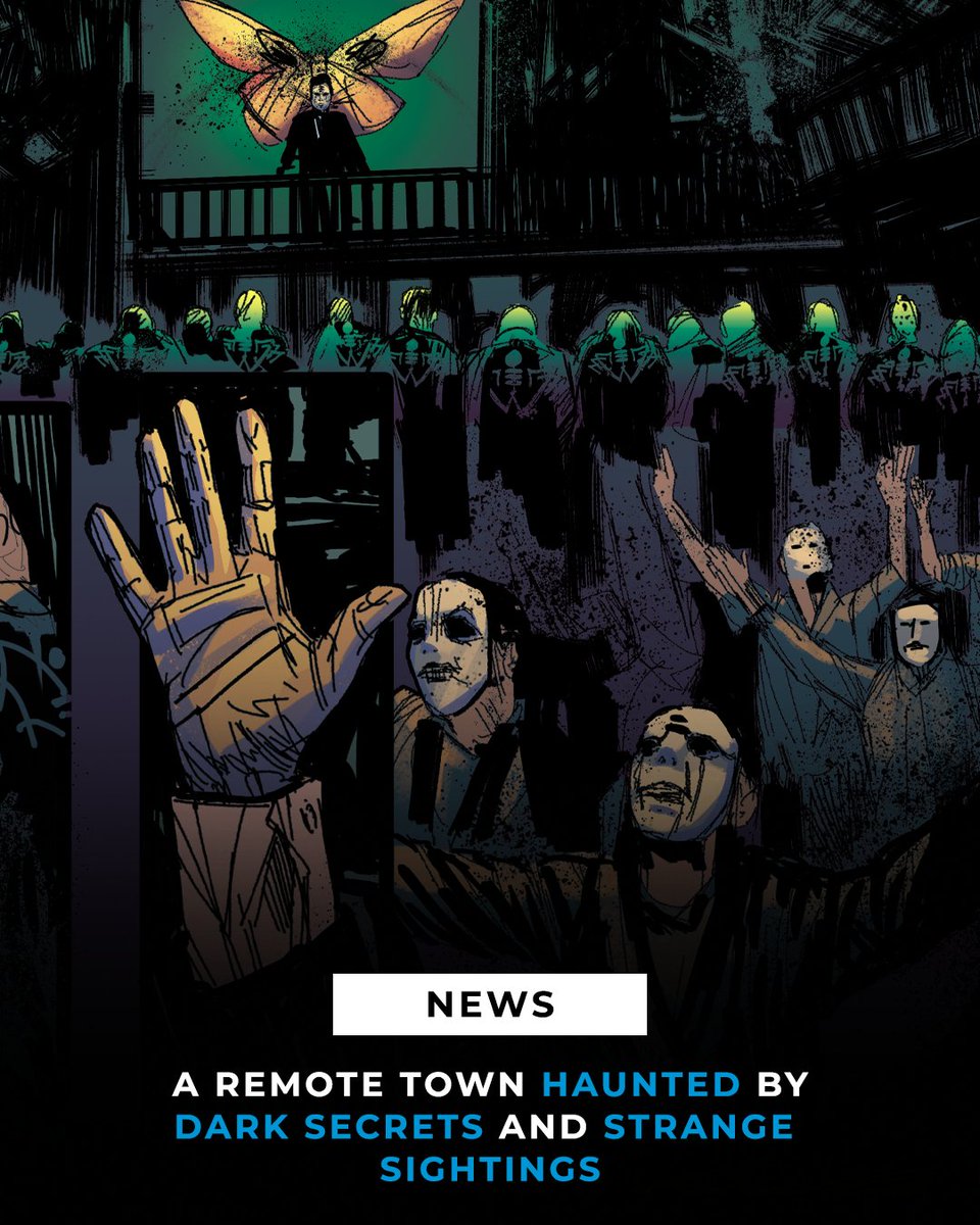 Afterlightcomic's tweet photo. The FINAL issue in the Mothman Horror comic series, Moth Hill arrives THIS month!

(W) Joseph Oliveira
(A) Chris W. Jany
(CA) Jann Galino
(C) Karla Aguilar

Set your reminder below⬇️ https://t.co/mZxFgE7CLH