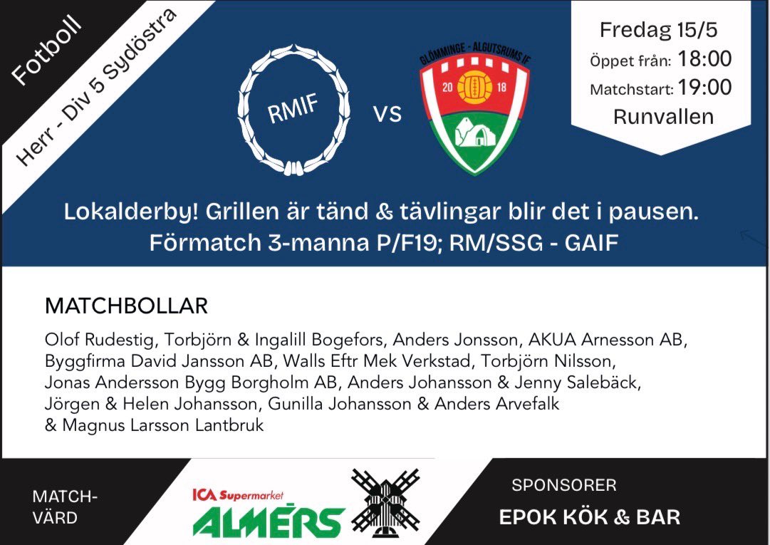 RMIFDAM's tweet photo. På fredag spelar herrarna derby hemma på Runvallen! Från 18 finns vi i damlaget på plats för aktiviter och tävlingar, hoppas vi ses!😍 https://t.co/zfGSZEJ7Sw