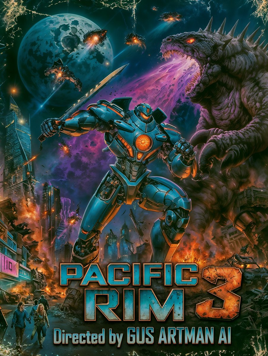 Gus_Artman_AI's tweet photo. ⭐️Movie Poster Series - Fan Art⭐️
Pacific Rim 3 poster reveal💥
"give me ideas for my next poster creation, i'll choose one in the comments" https://t.co/CKIKNMlSO1