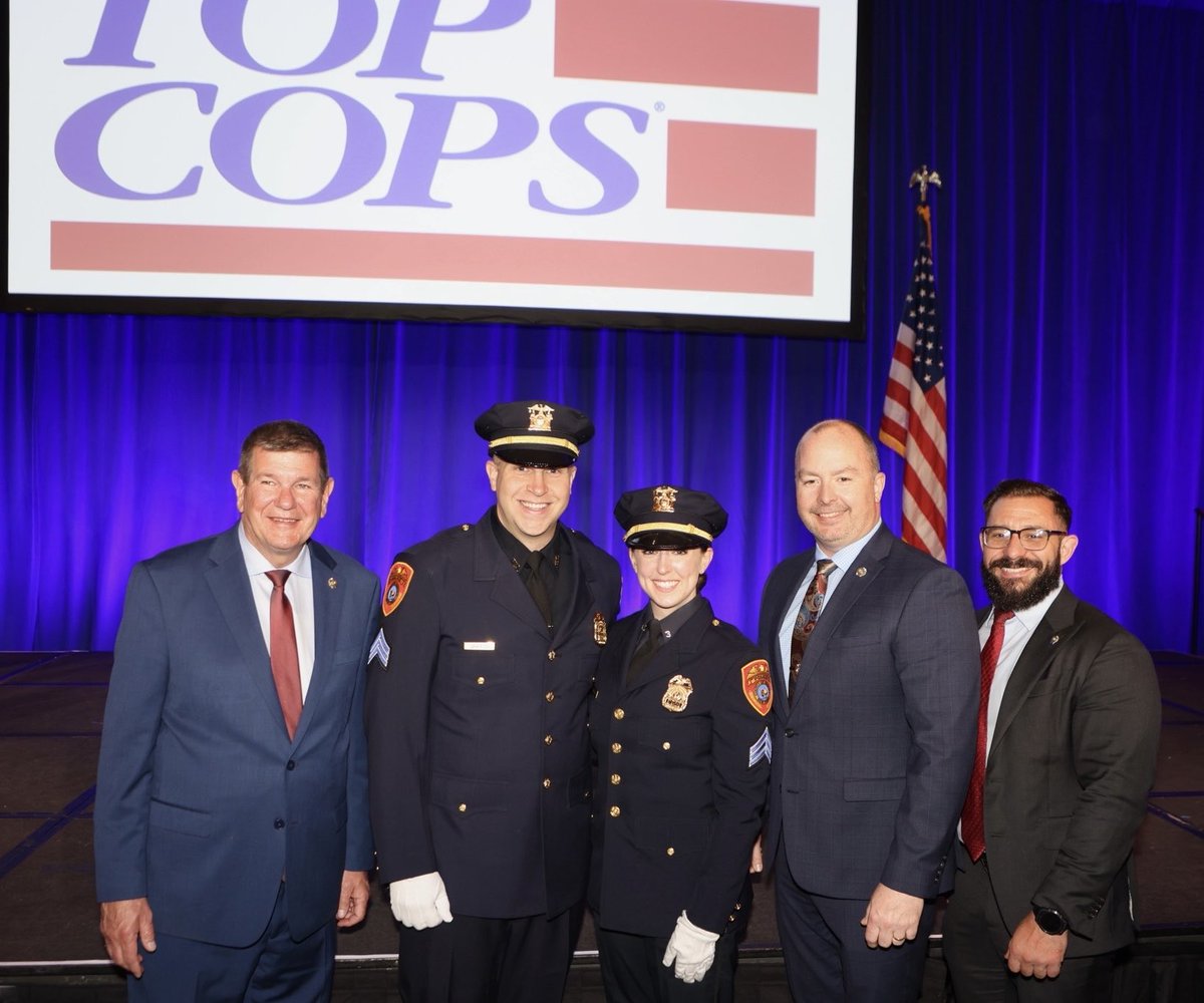 SuffolkSOA's tweet photo. Last night in Washington, DC, Sergeants Robert Griffith and Lauren Timpano were recognized as nominees at the 23rd Annual NAPO Top Cops Awards event. 1VP Jim Roddin, 2VP Brendan Pilkington, and  Trustee Kevin Maiale were in attendance in support of our members. https://t.co/Ylj1RPhpox