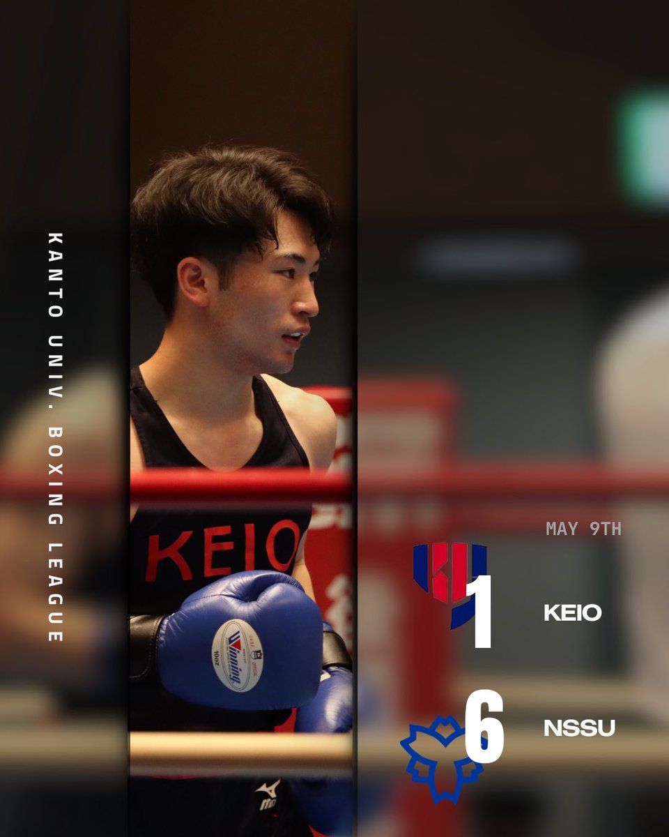 keio_boxing's tweet photo. 5月9日（土）に行われました、令和8年関東大学ボクシングリーグ戦、［第1戦］vs日本体育大学の試合結果をご報告させて頂きます。

本塾は日本体育大学に1-6で敗北いたしました。

第二戦以降も、ぜひ後楽園ホールにて温かいご声援をいただけますと幸いです。

#keioboxing https://t.co/r0J9JpXfRM