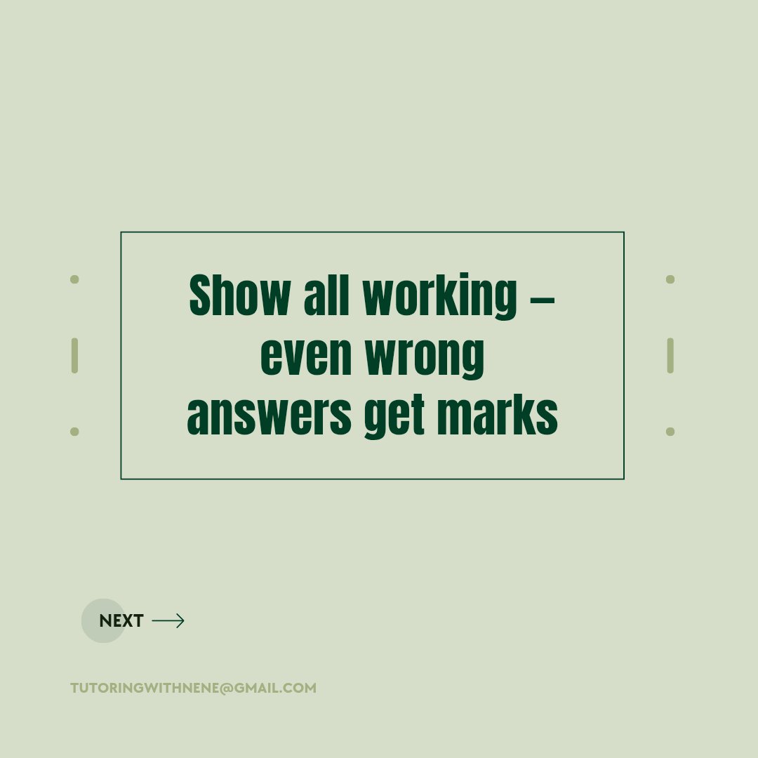 Tutorinwithnene's tweet photo. Maths is not about being fast — it’s about being accurate. Show your steps, attempt all
questions, and check your answers if time allows.

#Maths #ExamSuccess #StudySmart #onlinetutorials #tutorial https://t.co/is0yv6qtNd